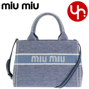 Miu Miu Brietta Tote Bag Jacquard Logo Denim Handbag Crossbody